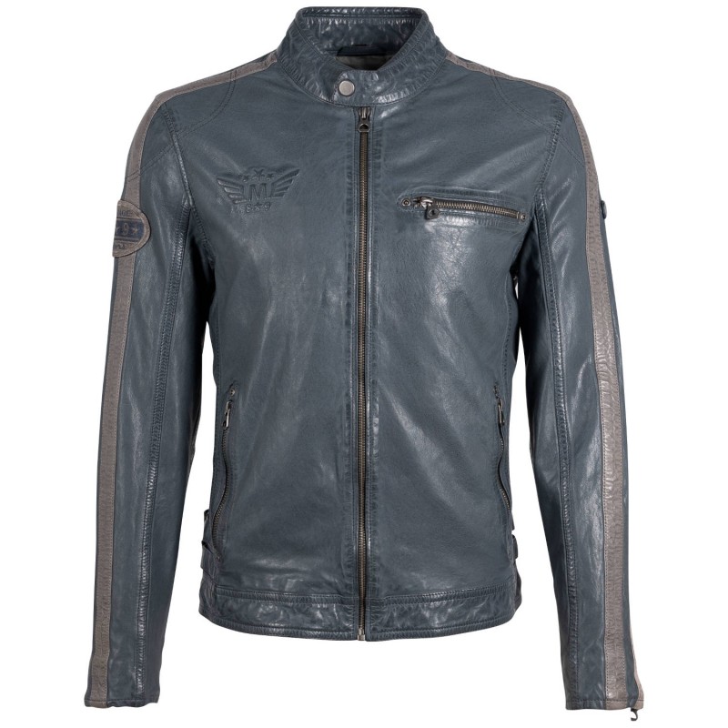 Geaca de Piele Barbati Gipsy Albastru Deschis/Gri GMRic – Black Friday Geaca de Piele Barbati Gipsy Albastru Deschis/Gri GMRic – Black Friday