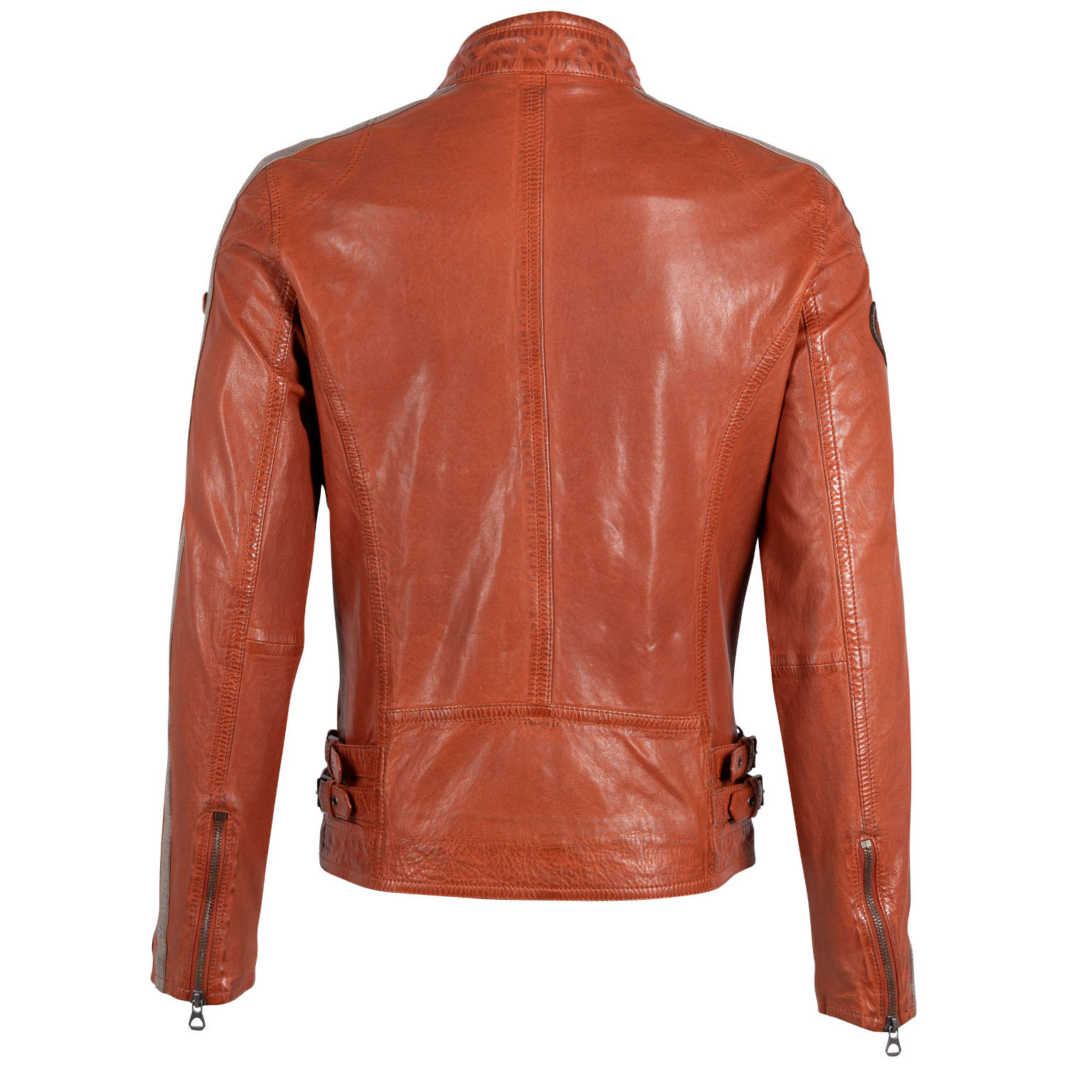 Geaca de Piele Barbati Gipsy Portocaliu Inchis/Bleumarin GMRic – Geci de Piele