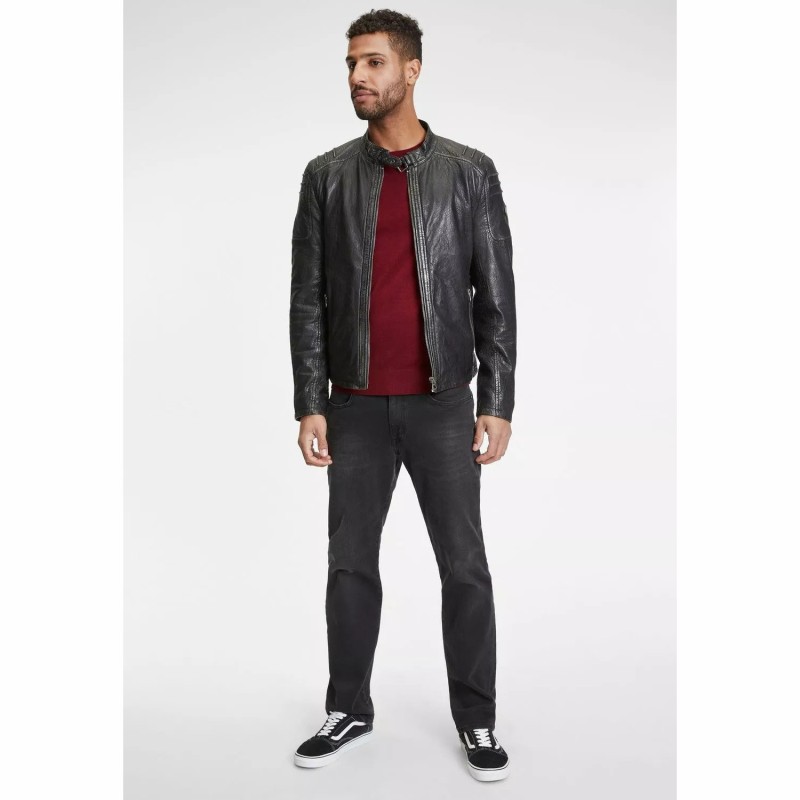 Geaca de Piele Barbati Gipsy Negru Antic GMRosko – IMBRACAMINTE