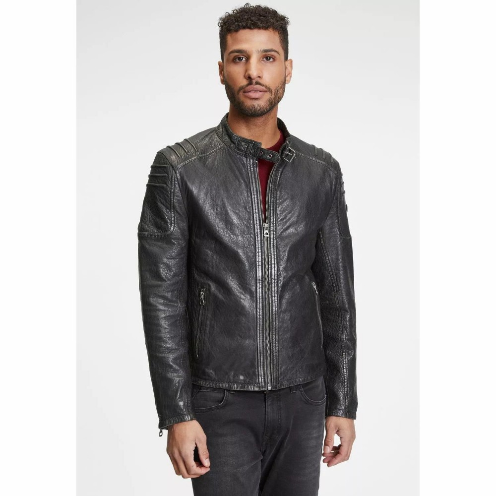 Geaca de Piele Barbati Gipsy Negru Antic GMRosko Geaca de Piele Barbati Gipsy Negru Antic GMRosko - readytowear.ro