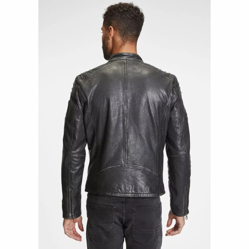 Geaca de Piele Barbati Gipsy Negru Antic GMRosko – IMBRACAMINTE