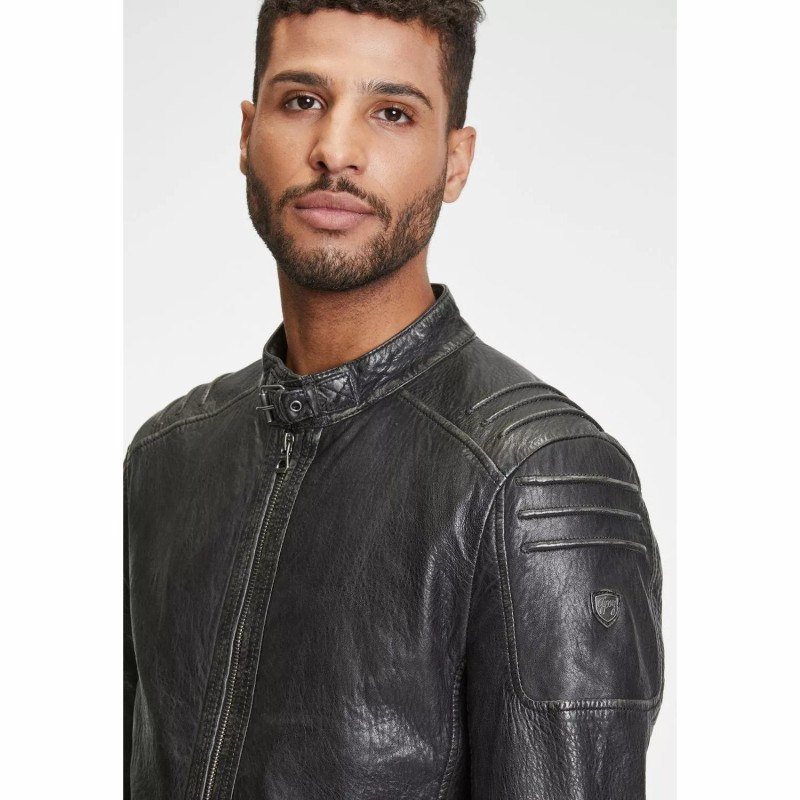 Geaca de Piele Barbati Gipsy Negru Antic GMRosko – IMBRACAMINTE