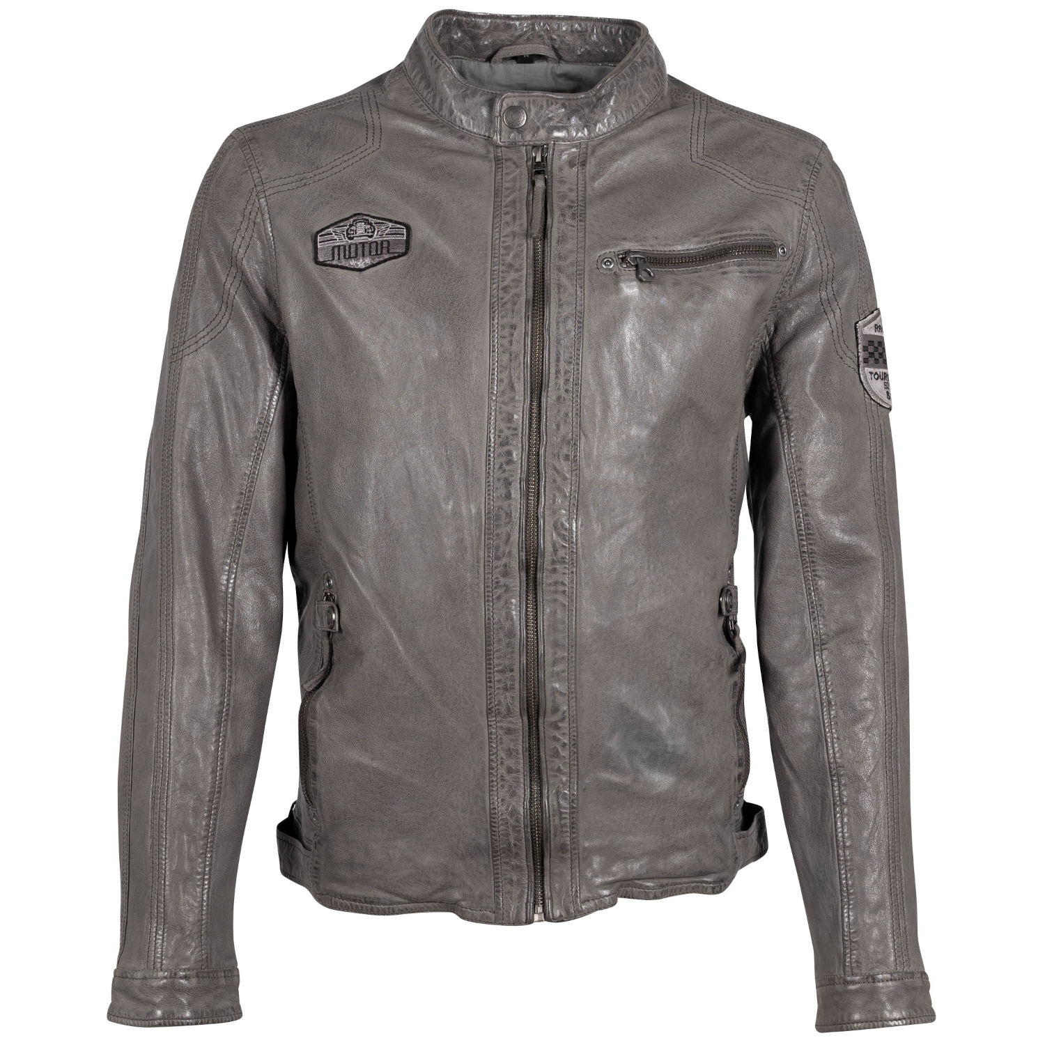 Geaca de Piele Barbati Gipsy Gri Deschis GMRydoz – Geci de Piele