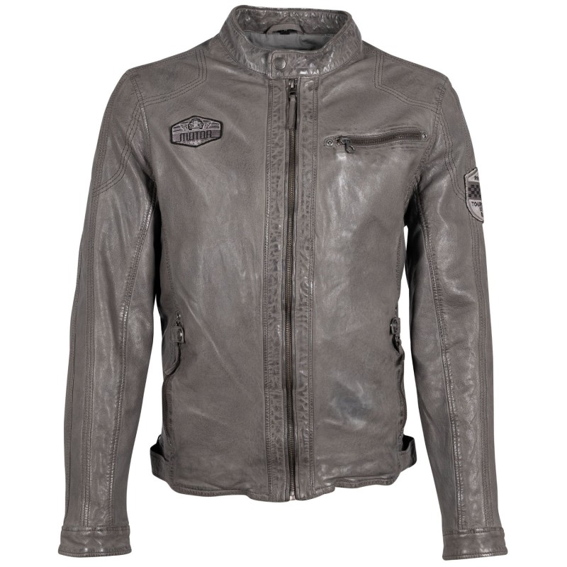 Geaca de Piele Barbati Gipsy Gri Deschis GMRydoz – Geci de Piele