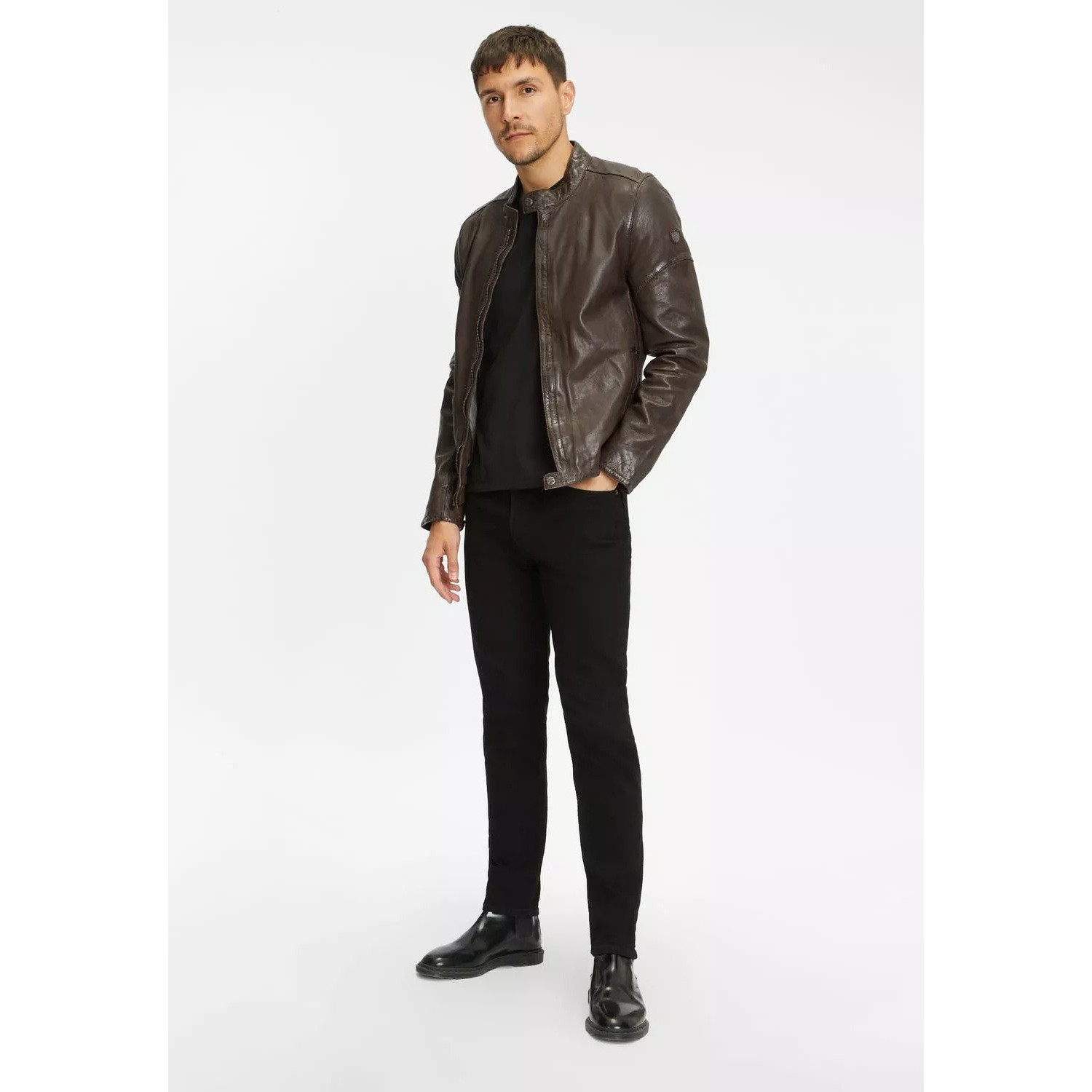 Geaca de Piele Barbati Gipsy Maro Inchis GMSolvic – Black Friday
