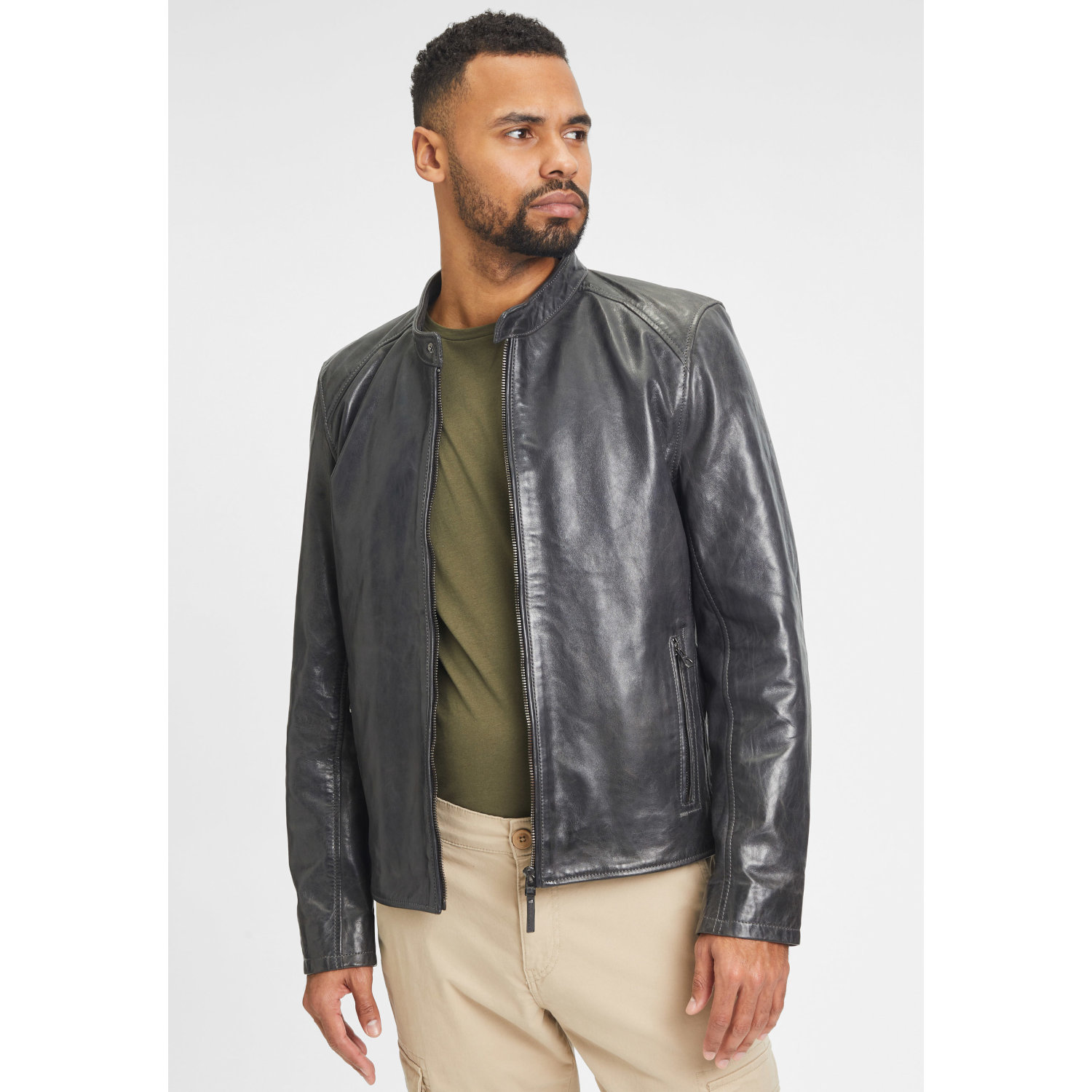 Geaca de Piele Barbati Gipsy Antracit Inchis GMSplesh – IMBRACAMINTE