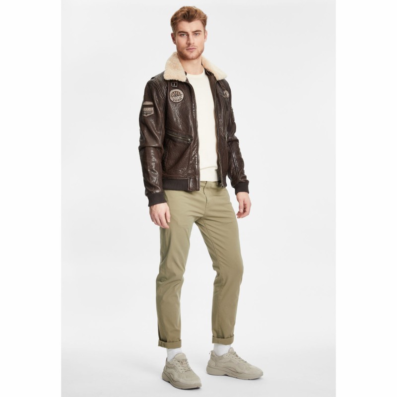 Geaca de Piele Barbati Gipsy Maro Inchis GMStarpatrol NSLBV – IMBRACAMINTE