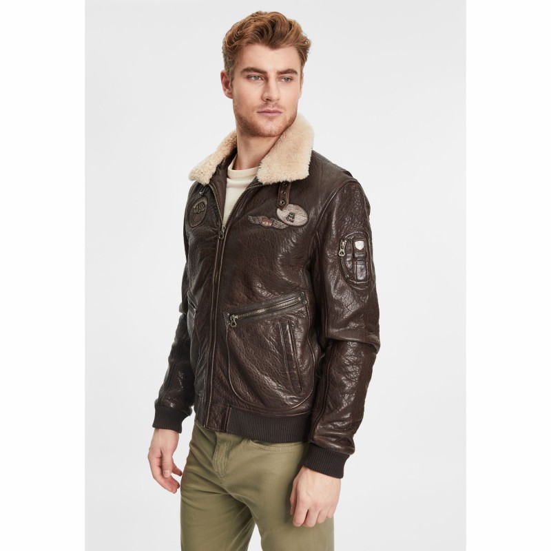 Geaca de Piele Barbati Gipsy Maro Inchis GMStarpatrol NSLBV – IMBRACAMINTE