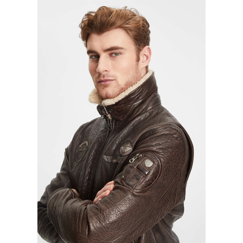 Geaca de Piele Barbati Gipsy Maro Inchis GMStarpatrol NSLBV – IMBRACAMINTE