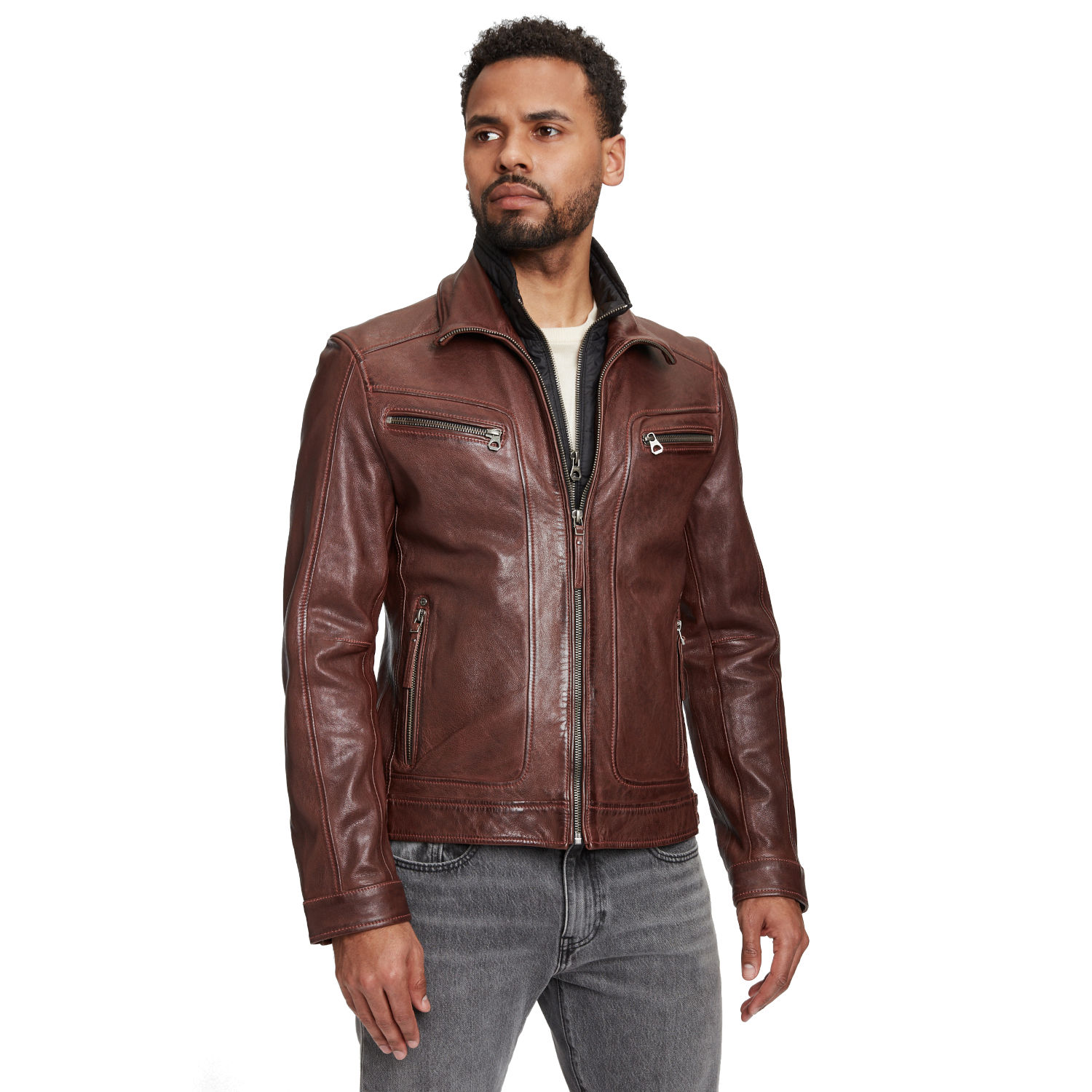 Geaca de Piele Barbati Gipsy Castanie GMTaho – IMBRACAMINTE