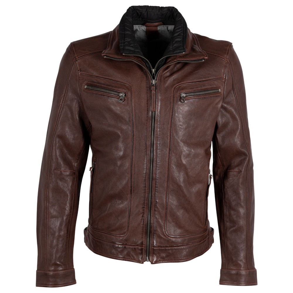 Geaca de Piele Barbati Gipsy Castanie GMTaho Geaca de Piele Barbati Gipsy Castanie GMTaho - readytowear.ro