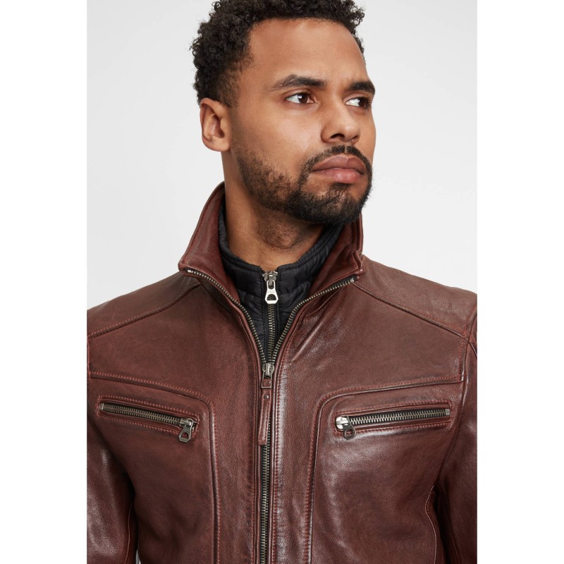 Geaca de Piele Barbati Gipsy Castanie GMTaho – IMBRACAMINTE Geaca de Piele Barbati Gipsy Castanie GMTaho – IMBRACAMINTE