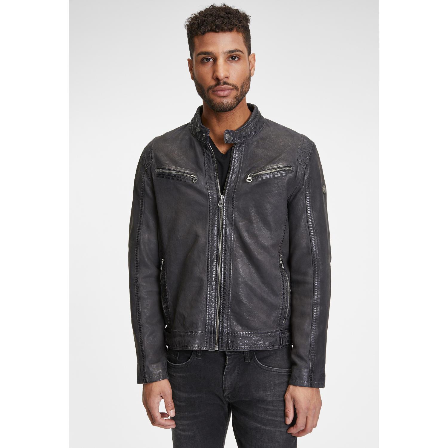 Geaca de Piele Barbati Gipsy Antracit GMTamio – IMBRACAMINTE