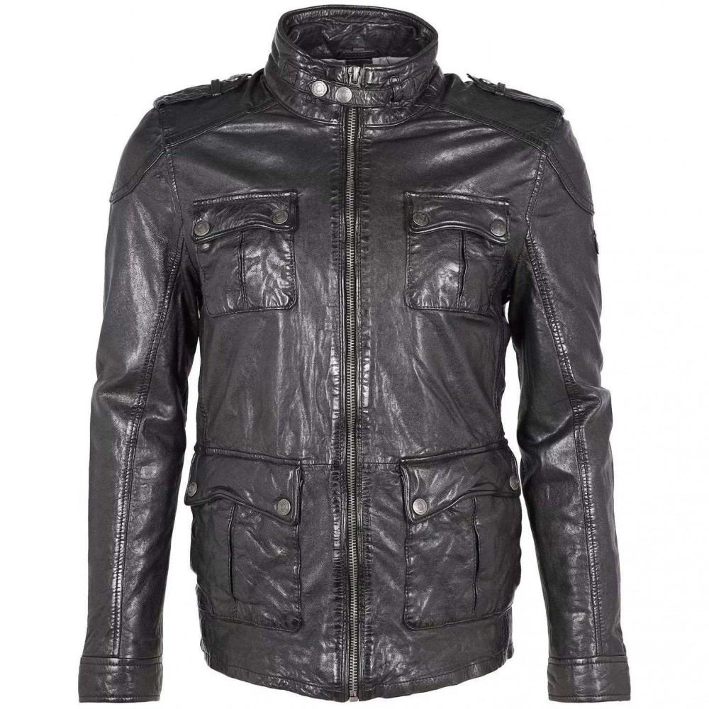 Geaca de Piele Barbati Gipsy Neagra GMTarus SF LVANV - readytowear.ro