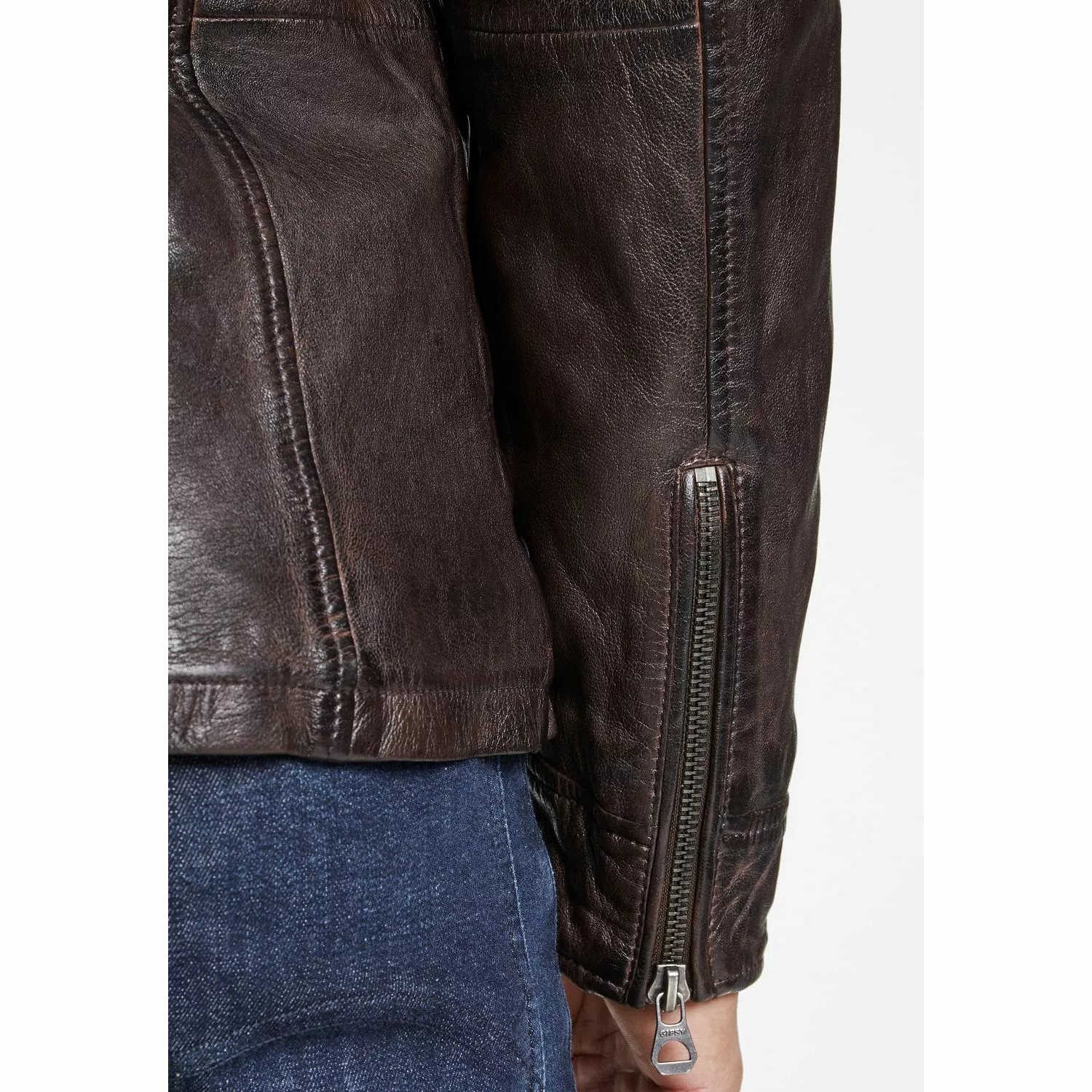 Geaca de Piele Barbati Gipsy Castanie GMTasdo LMOV – Black Friday