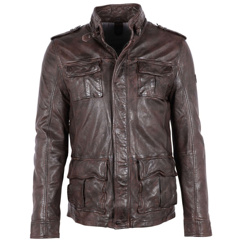 Geaca de Piele Barbati Gipsy Castanie GMTasdo – IMBRACAMINTE