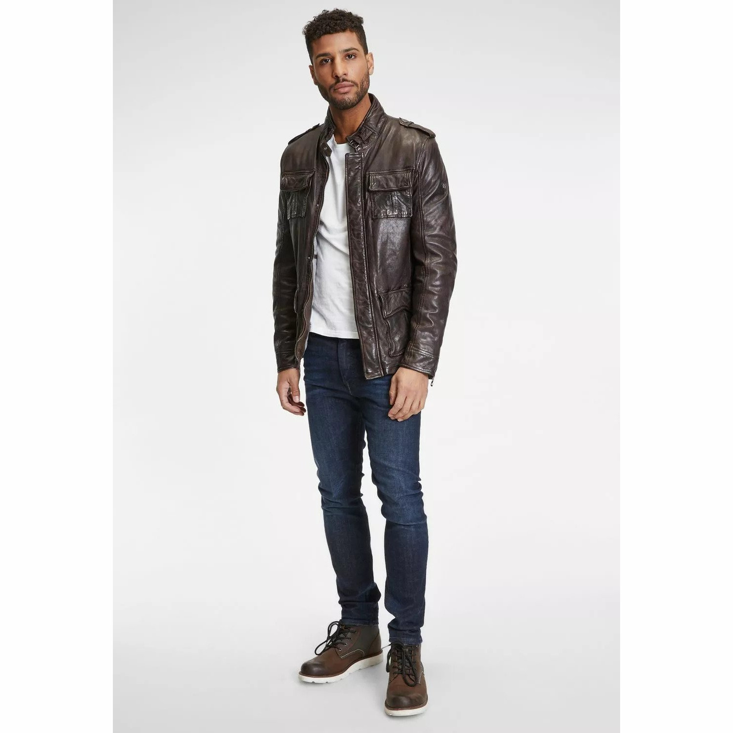 Geaca de Piele Barbati Gipsy Castanie GMTasdo – IMBRACAMINTE