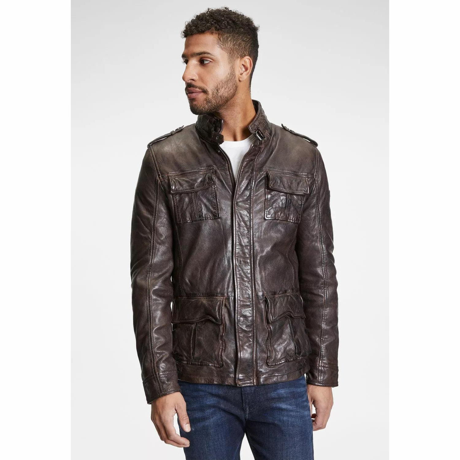 Geaca de Piele Barbati Gipsy Castanie GMTasdo – IMBRACAMINTE