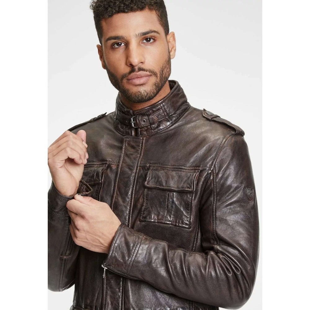 Geaca de Piele Barbati Gipsy Castanie GMTasdo LMOV Geaca de Piele Barbati Gipsy Castanie GMTasdo LMOV - readytowear.ro
