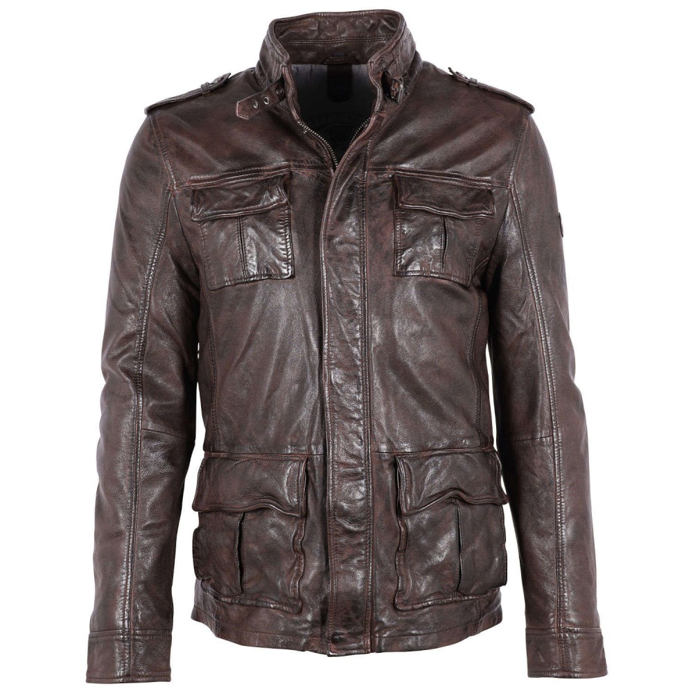 Geaca de Piele Barbati Gipsy Castanie GMTasdo LMOV Geaca de Piele Barbati Gipsy Castanie GMTasdo LMOV - readytowear