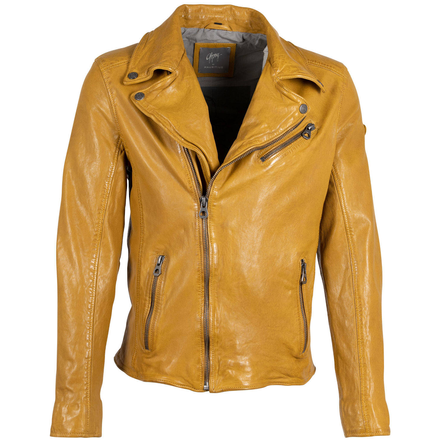Geaca de Piele Barbati Gipsy Galben Mustar GMThalas – Geci de Piele