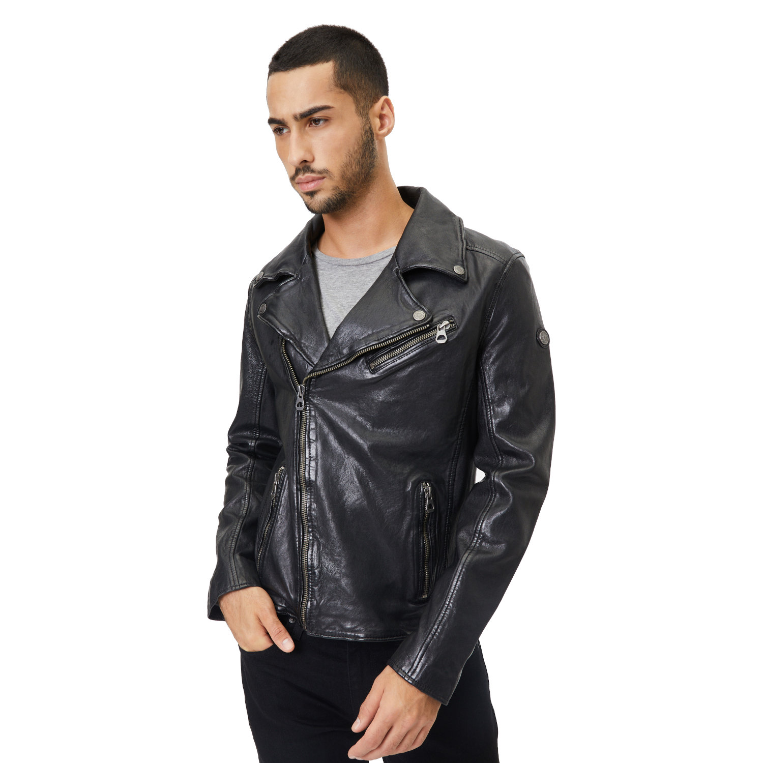 Geaca de Piele Barbati Gipsy Neagra GMThalas – IMBRACAMINTE