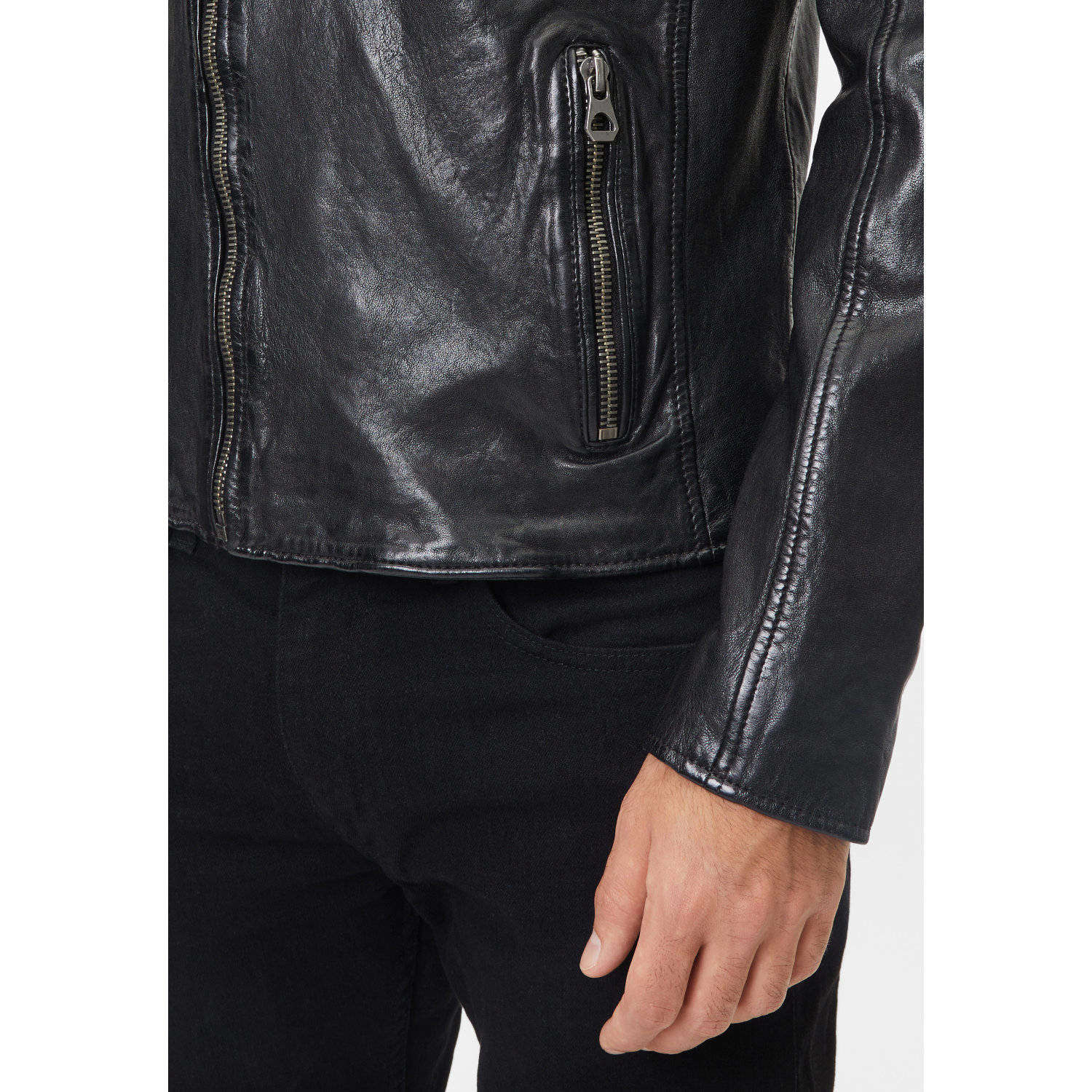 Geaca de Piele Barbati Gipsy Neagra GMThalas – IMBRACAMINTE