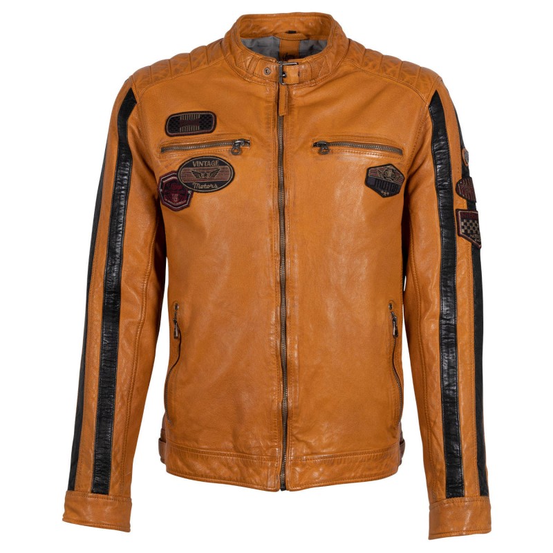 Geaca de Piele Barbati Gipsy Galben Inchis/Negru GMTurve – IMBRACAMINTE Geaca de Piele Barbati Gipsy Galben Inchis/Negru GMTurve – IMBRACAMINTE