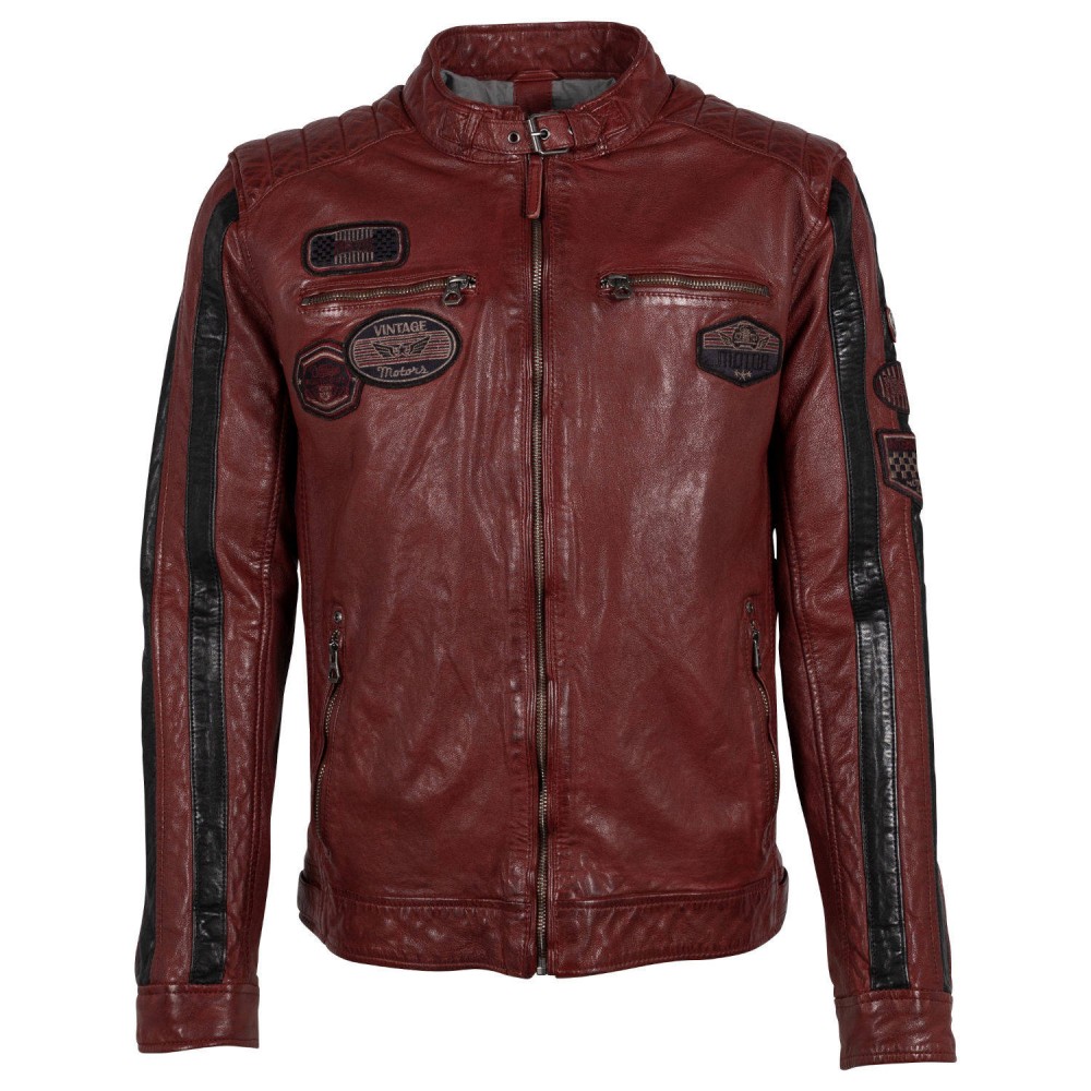Geaca de Piele Barbati Gipsy Rosu Inchis/Negru GMTurve LRACV Geaca de Piele Barbati Gipsy Rosu Inchis/Negru GMTurve LRACV - readytowear.ro