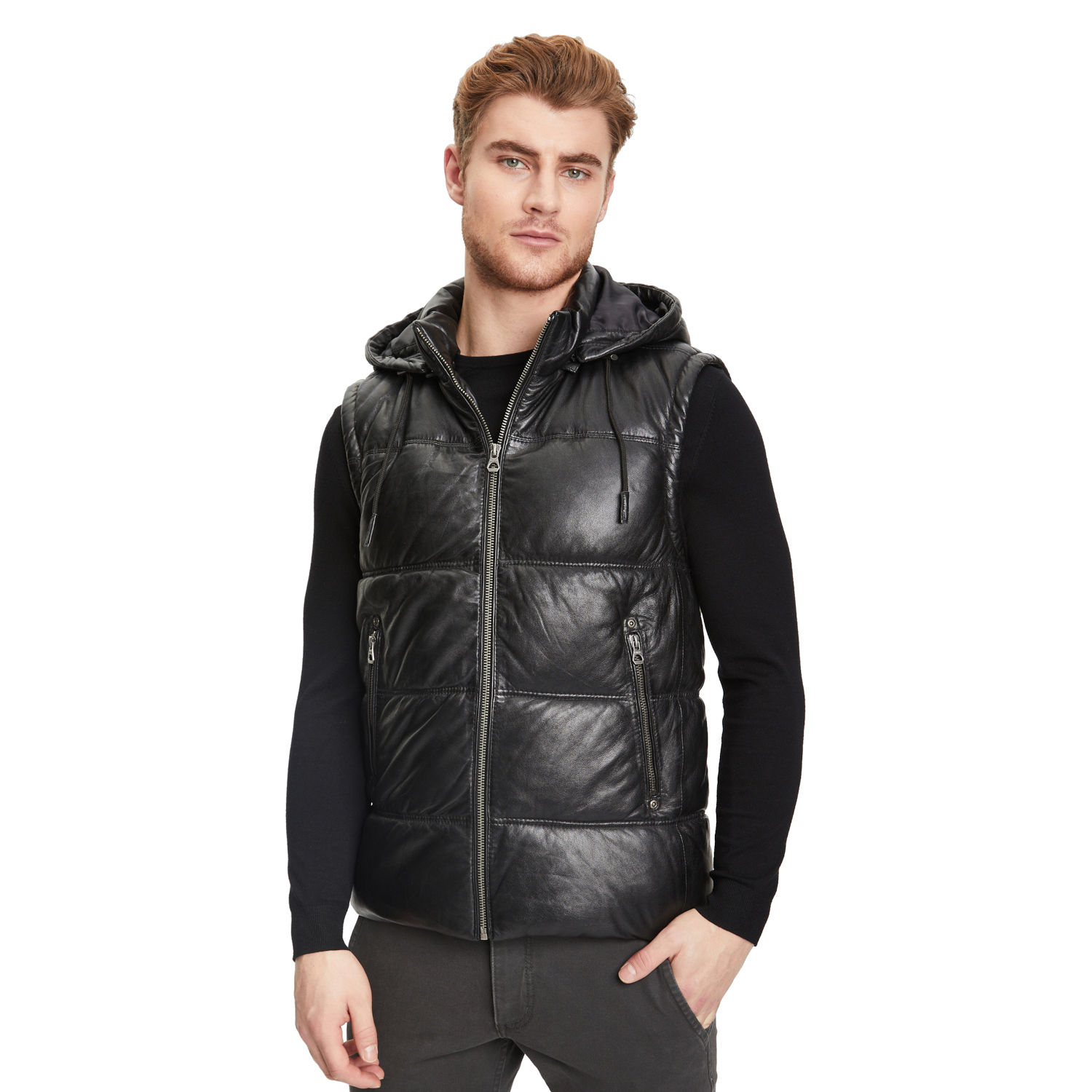 Vesta de Iarna din Piele Barbati Gipsy Neagra GMVeit – IMBRACAMINTE