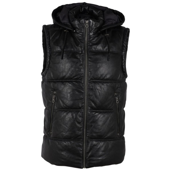 Vesta de Iarna din Piele Barbati Gipsy Neagra GMVeit – IMBRACAMINTE — fotografia 3