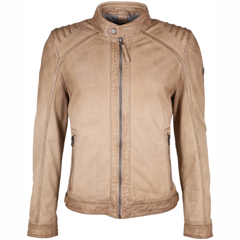 Geaca de Piele Barbati Gipsy Bej GMViko LAMOV – IMBRACAMINTE