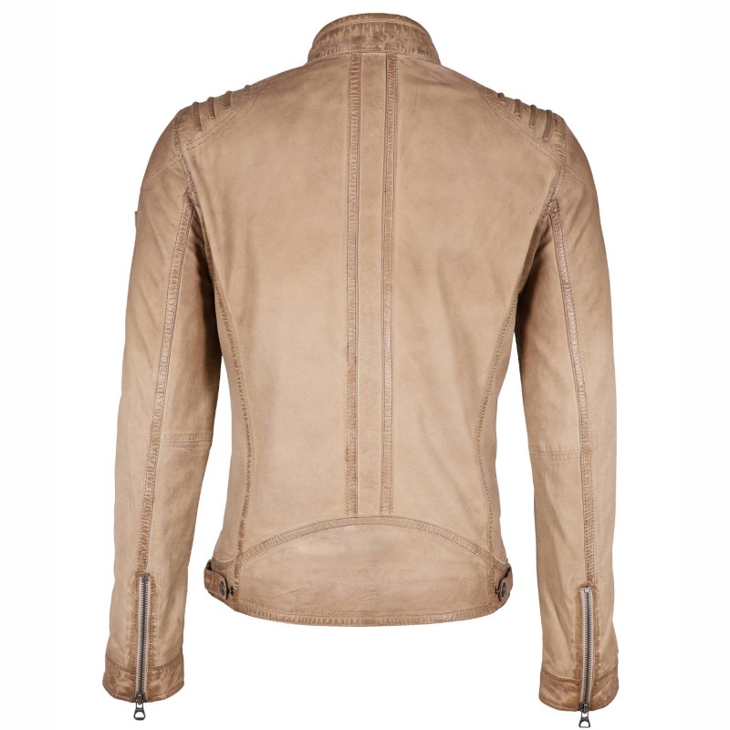 Geaca de Piele Barbati Gipsy Bej GMViko LAMOV – IMBRACAMINTE