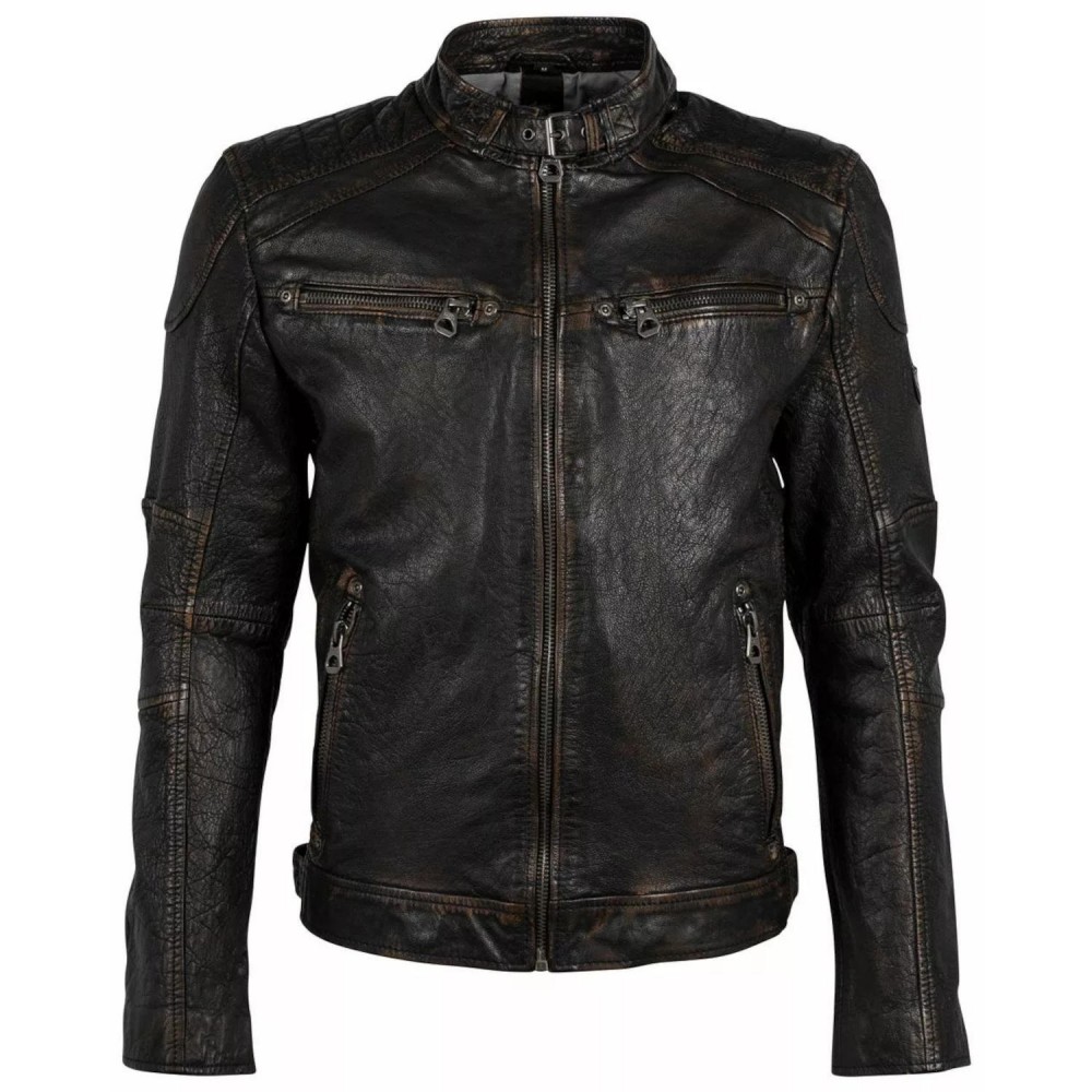 Geaca de Piele Barbati Gipsy Negru/Bej GMVincent BAV Geaca de Piele Barbati Gipsy Negru/Bej GMVincent BAV - readytowear.ro
