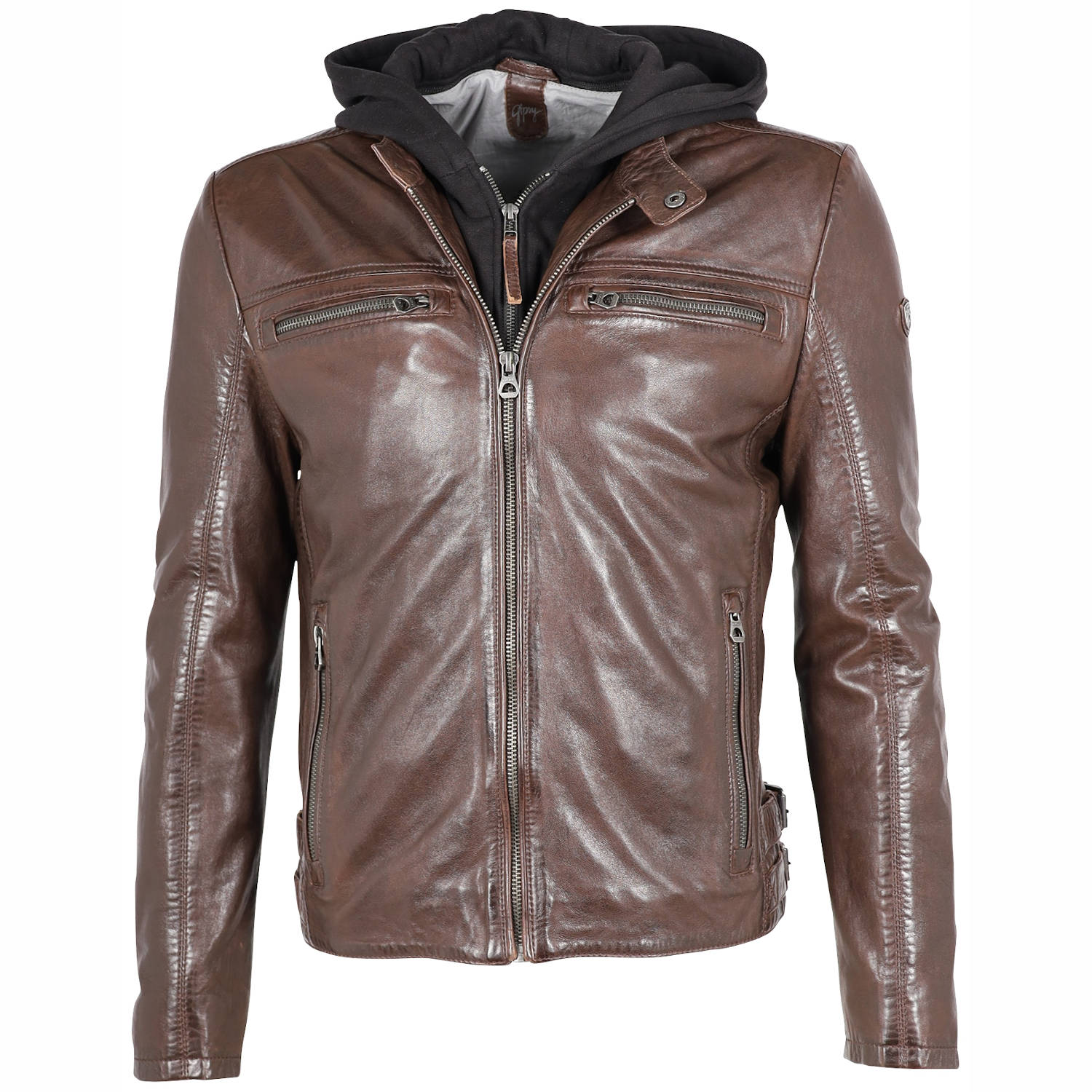 Geaca de Piele Barbati Gipsy Castanie GMVizo NSLVV – IMBRACAMINTE