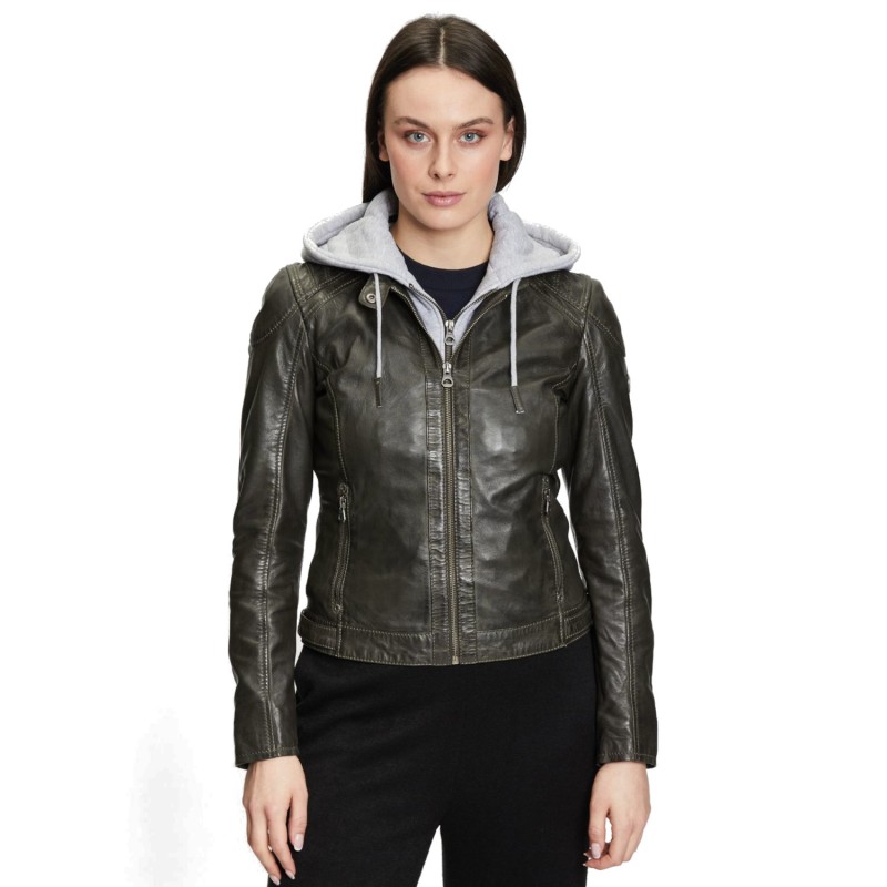 Geaca de Piele Dama Gipsy Olive Inchis GWAlcie – Black Friday