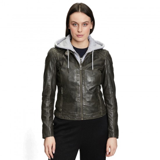 Geaca de Piele Dama Gipsy Olive Inchis GWAlcie