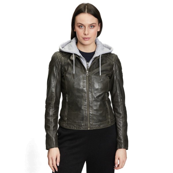 Geaca de Piele Dama Gipsy Olive Inchis GWAlcie