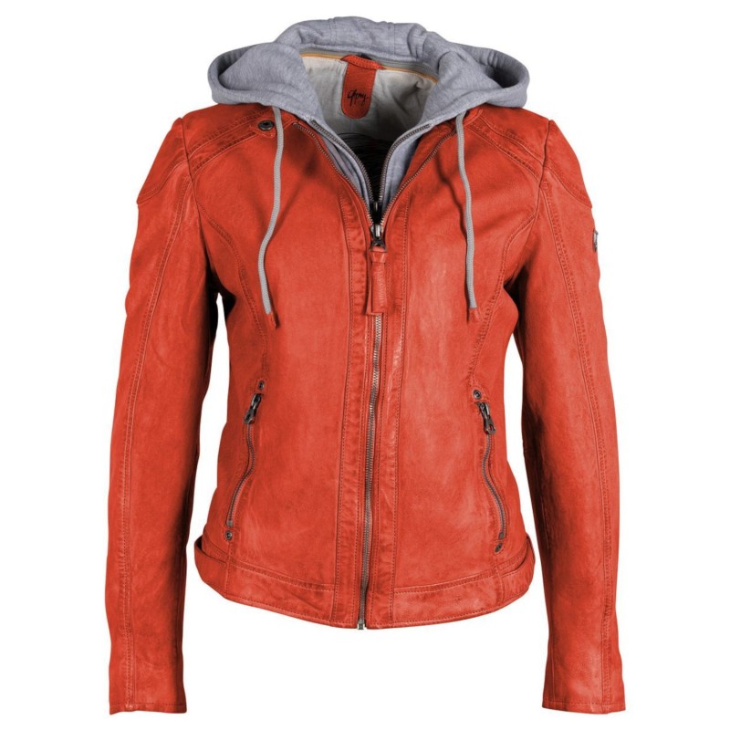 Geaca de Piele Dama Gipsy Portocaliu Rosiatic GWAllie – IMBRACAMINTE