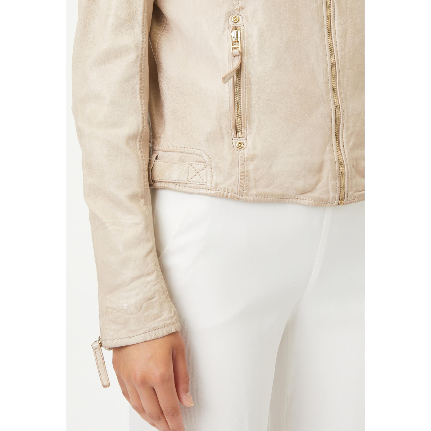 Geaca de Piele Dama Gipsy Bej Deschis GWAneta – Black Friday