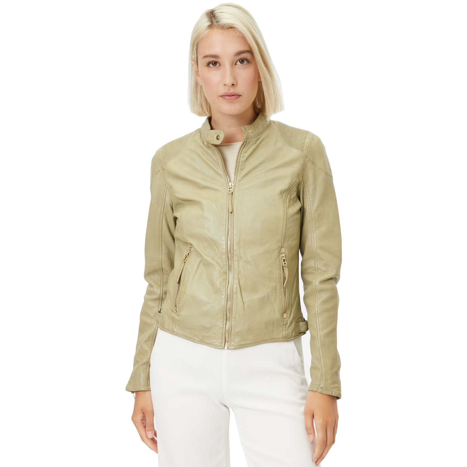 Geaca de Piele Dama Gipsy Verde Deschis GWAneta – Geci de Piele