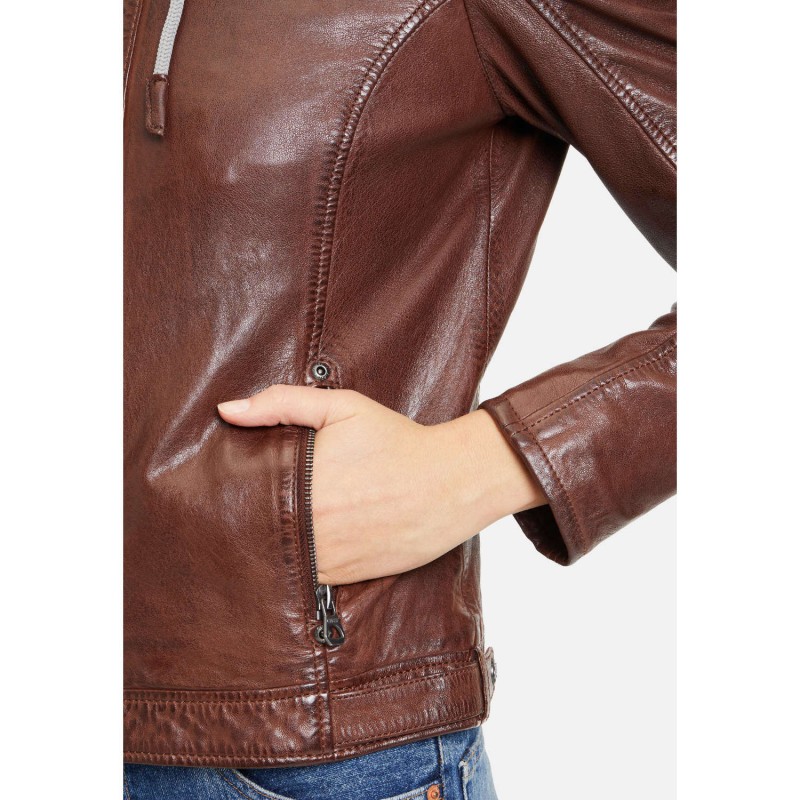 Geaca de Piele Dama Gipsy Coniac GWAnni – Black Friday