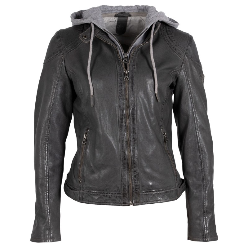 Geaca de Piele Dama Gipsy Gri Inchis GWAnni – Black Friday