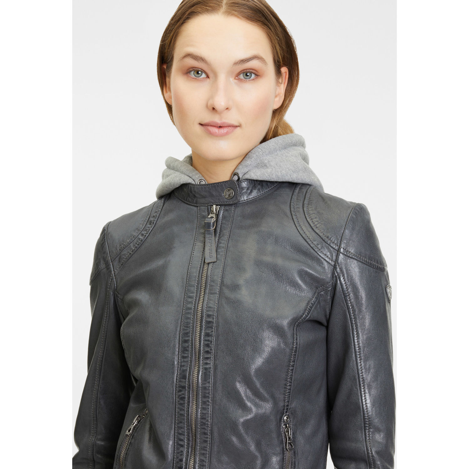 Geaca de Piele Dama Gipsy Gri Inchis GWAnni – Black Friday