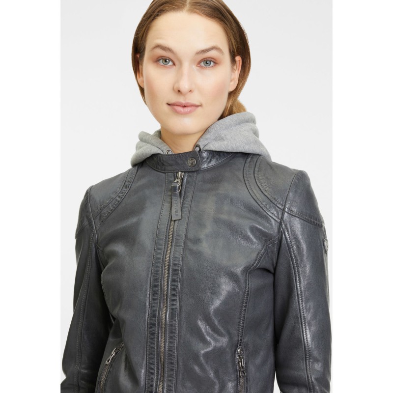 Geaca de Piele Dama Gipsy Gri Inchis GWAnni – Black Friday