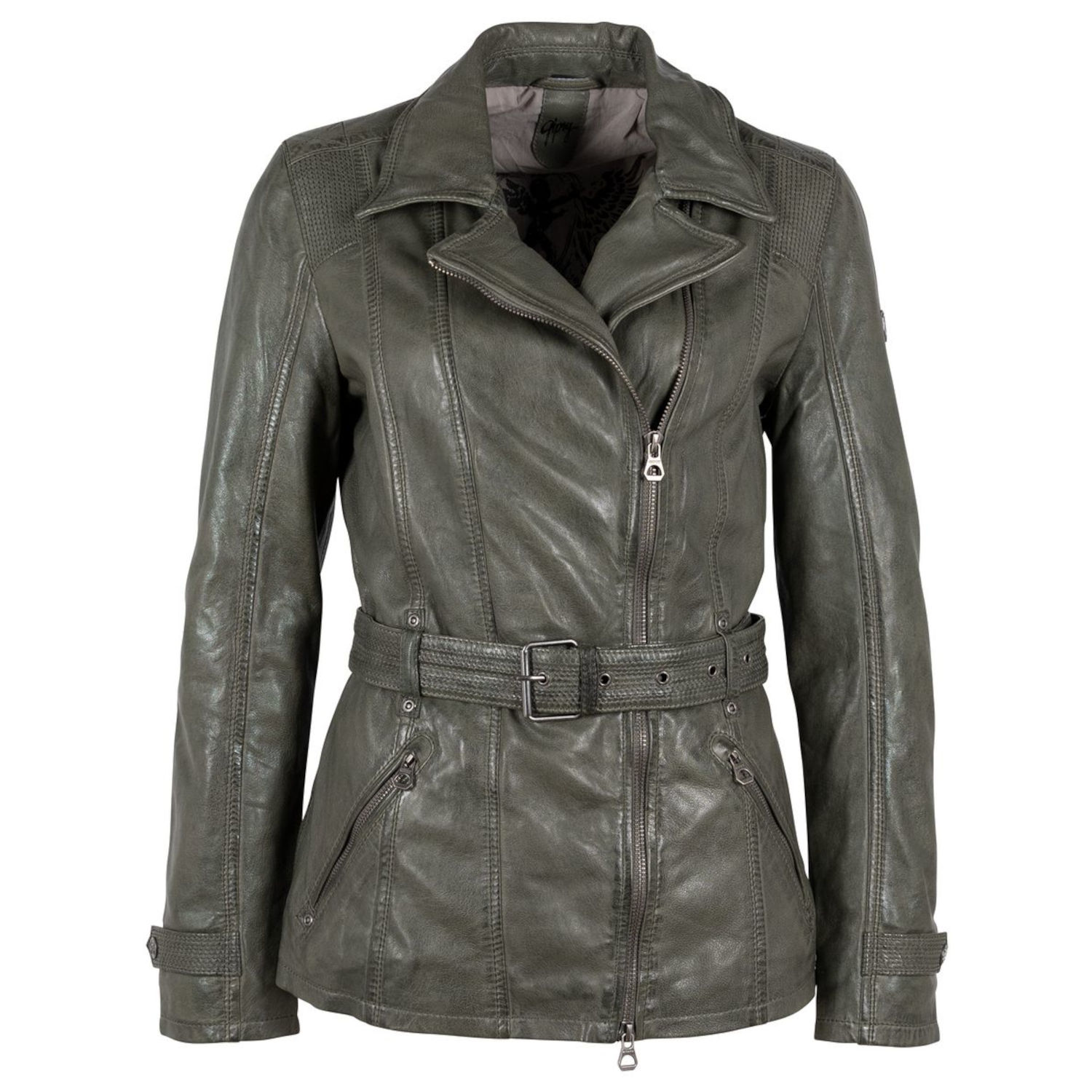 Geaca Lunga de Piele Dama Gipsy Verde GWAven – IMBRACAMINTE