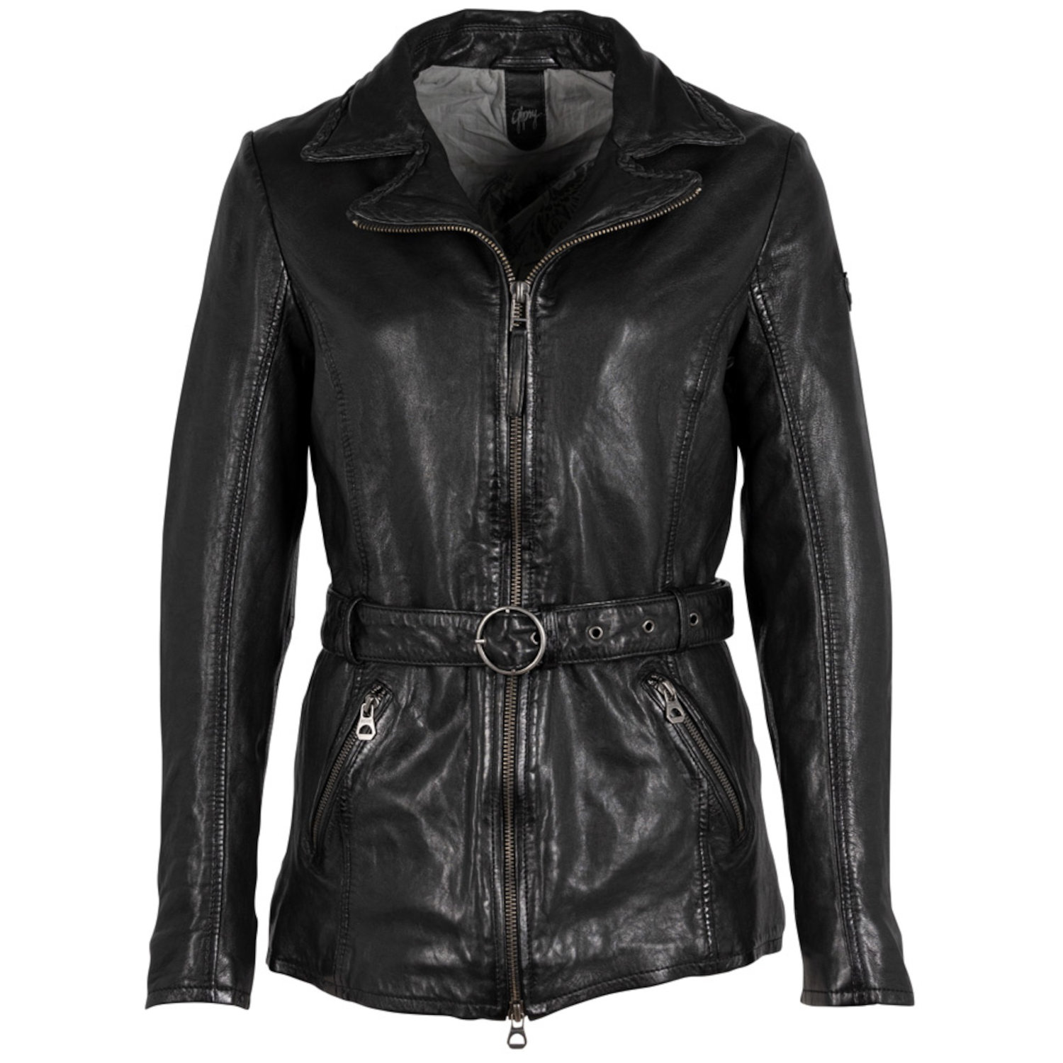 Geaca Lunga de Piele Dama Gipsy Neagra GWBeeja – IMBRACAMINTE