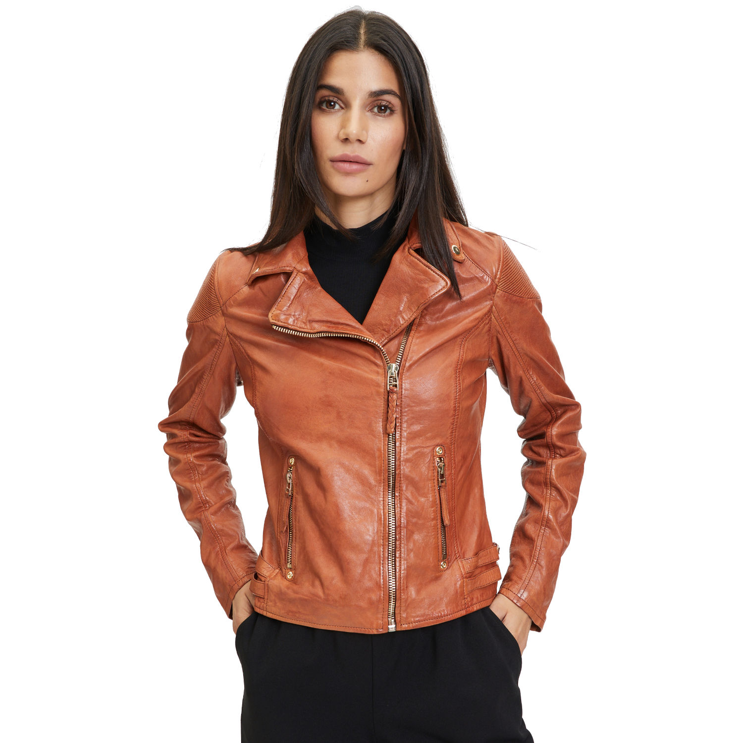 Geaca de Piele Dama Gipsy Coniac GWCadiz – Geci de Piele