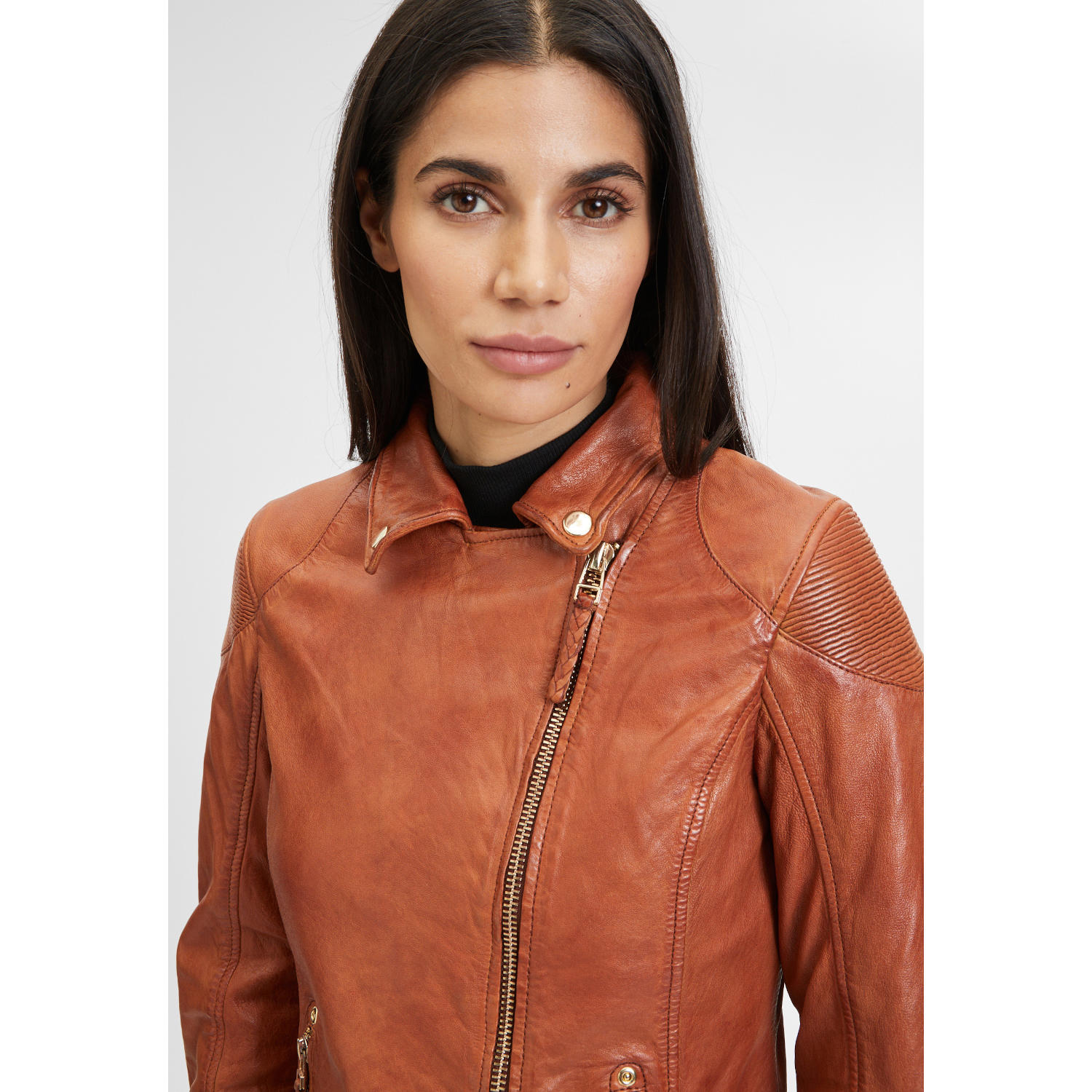Geaca de Piele Dama Gipsy Coniac GWCadiz – Geci de Piele