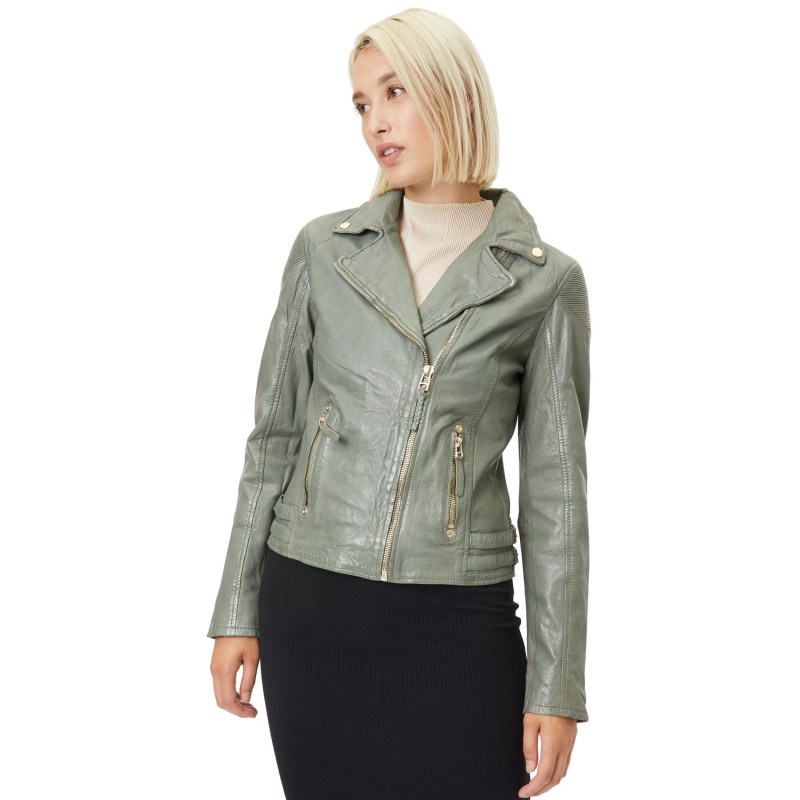 Geaca de Piele Dama Gipsy Verde Salvie GWCadiz – Geci de Piele Geaca de Piele Dama Gipsy Verde Salvie GWCadiz – Geci de Piele